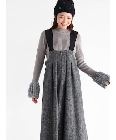 ヘリンボーンツイードジャンパースカート