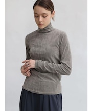 フロッキーベロアタートルネックトップス