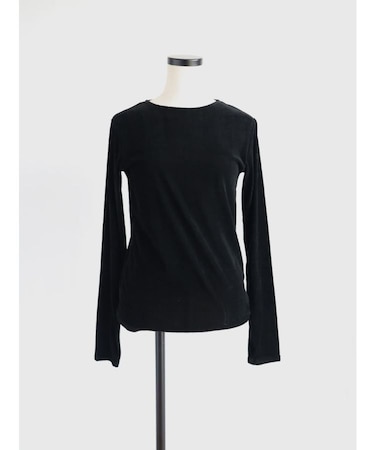 フロッキーベロアクルーネックトップス