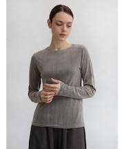 フロッキーベロアクルーネックトップス