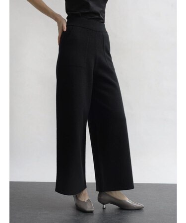 圧縮ウールワイドパンツ