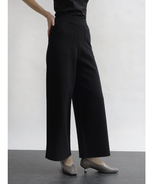 圧縮ウールワイドパンツ