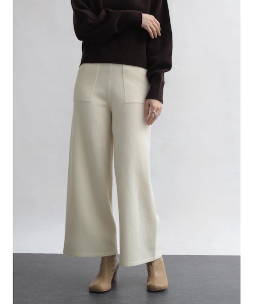 圧縮ウールワイドパンツ