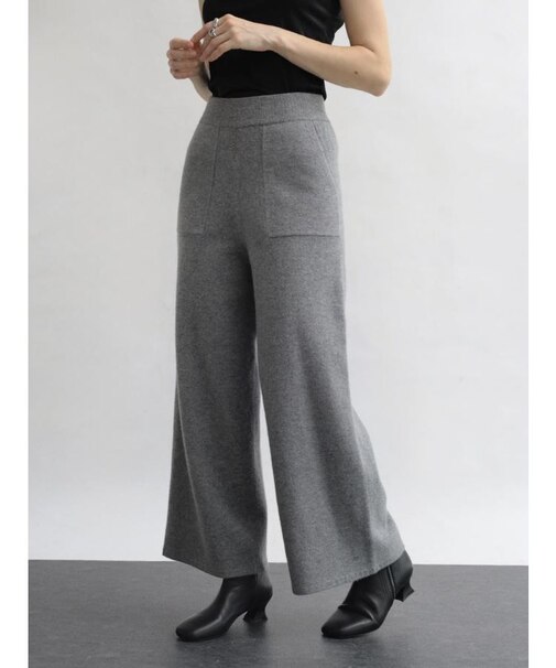 圧縮ウールワイドパンツ