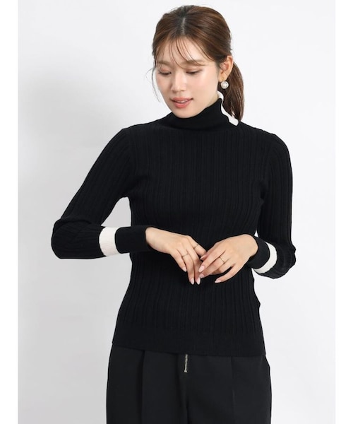 タートルネック配色リブニットトップス｜メドックの通販｜&mall