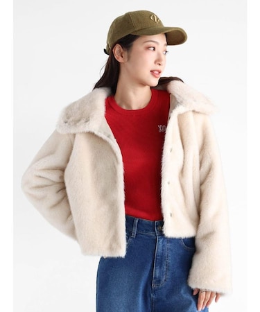 フェイクファーショートコート