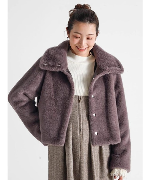 フェイクファーショートコート