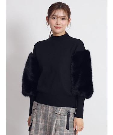 ボリュームファースリーブニット