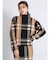 ビッグチェックボトルネックニットトップス