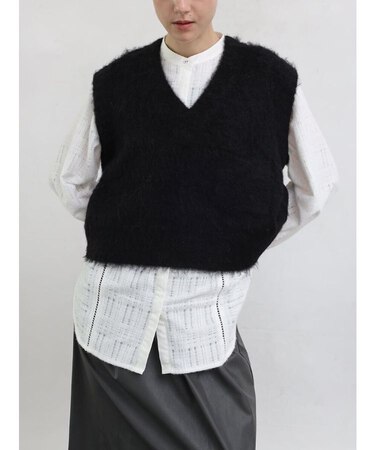 シャギーVネックニットベスト