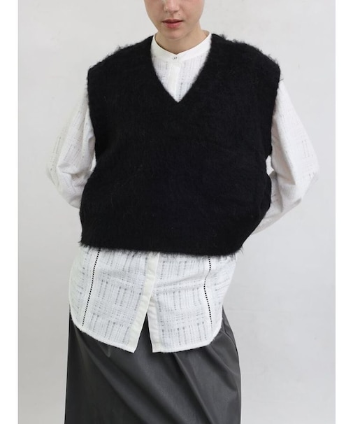 シャギーVネックニットベスト