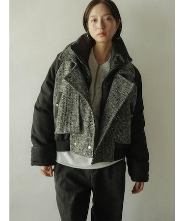 ツイードドッキングデザインアウター