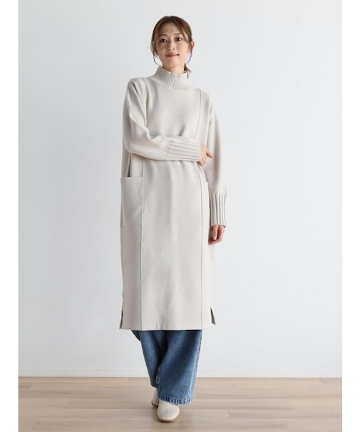 サイドポケットニットワンピース