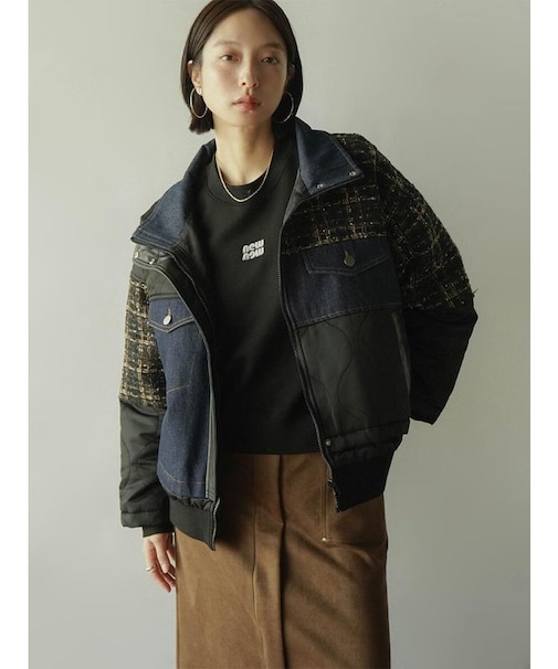 ツイードコンビネーションショートコート