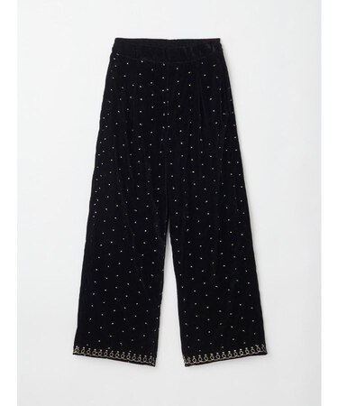 ベロアドット刺繍イージーパンツ