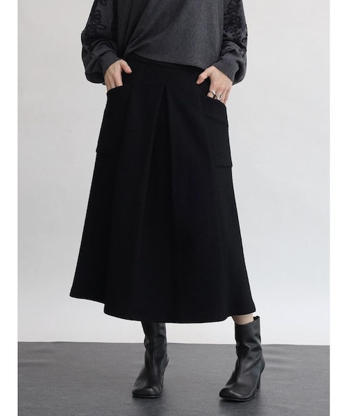 圧縮ウールタックデザインスカート｜メドックの通販｜&mall（アンド