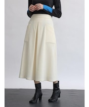 圧縮ウールタックデザインスカート