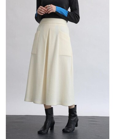圧縮ウールタックデザインスカート