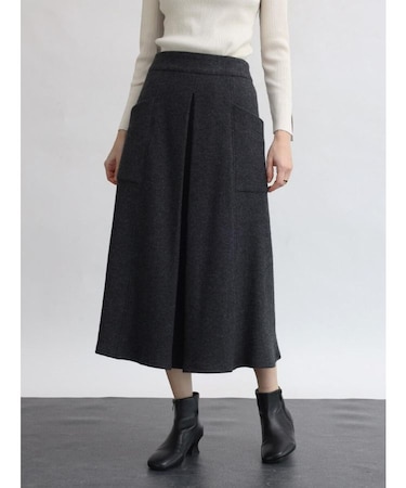 圧縮ウールタックデザインスカート