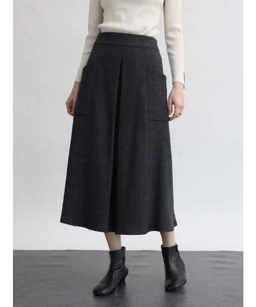 圧縮ウールタックデザインスカート
