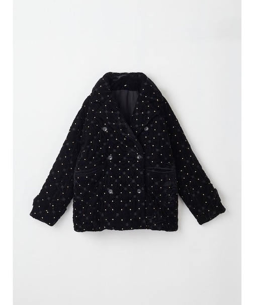 ベロアキルティングダブルブレストコート