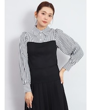 ニットドッキングストライプシャツ