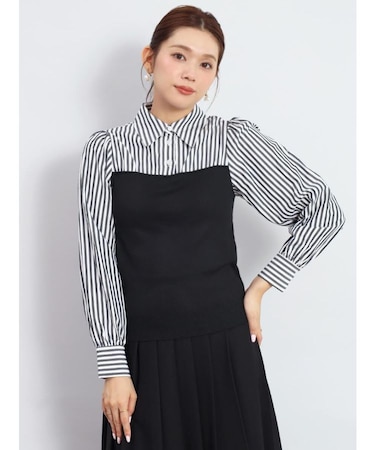 ニットドッキングストライプシャツ