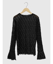 袖フレアレースニットカットソー