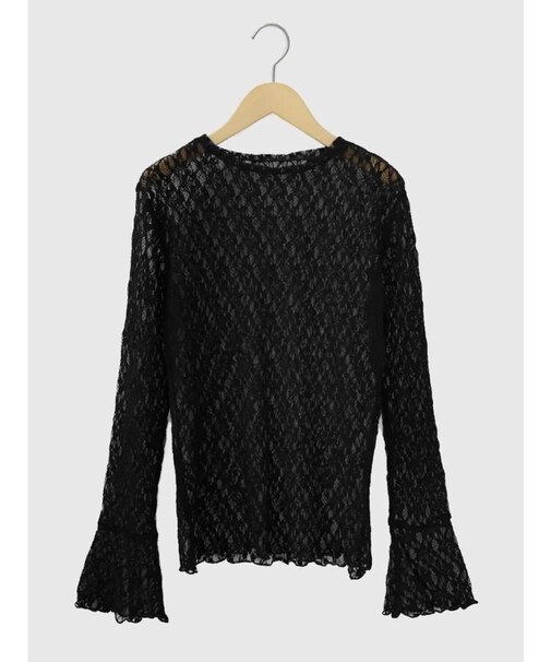 袖フレアレースニットカットソー
