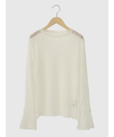 袖フレアレースニットカットソー