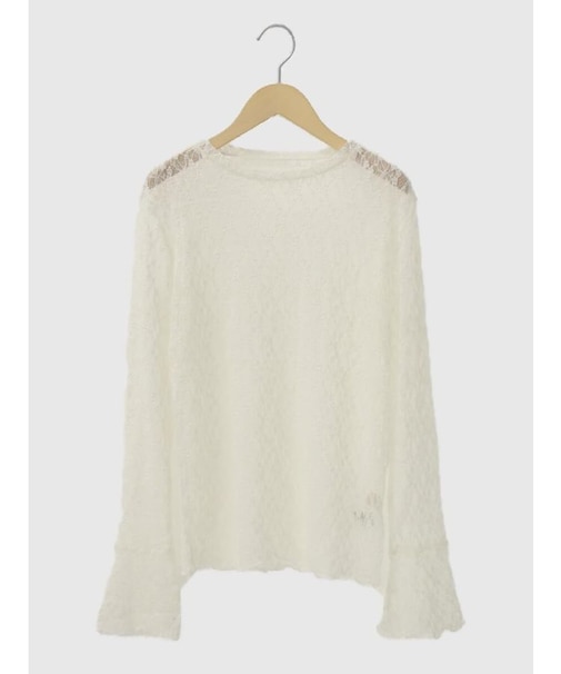 袖フレアレースニットカットソー