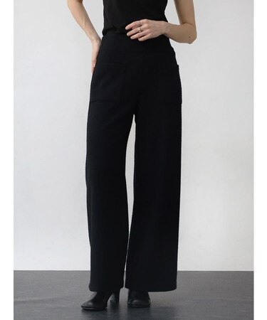 圧縮ウールジョーゼットワイドパンツ