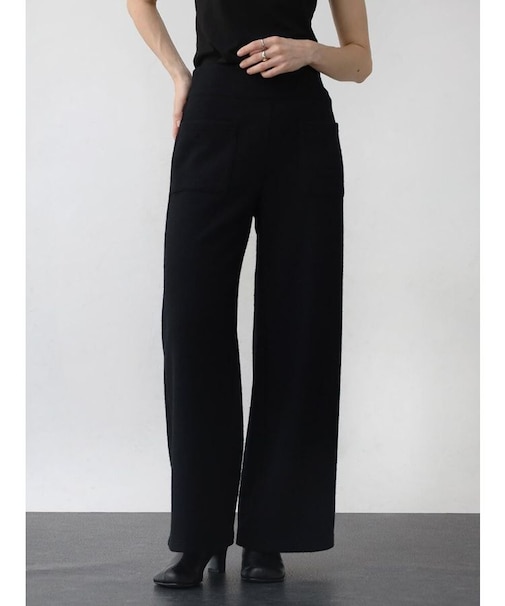 圧縮ウールジョーゼットワイドパンツ