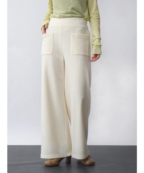 圧縮ウールジョーゼットワイドパンツ