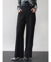 圧縮ウールジョーゼットワイドパンツ