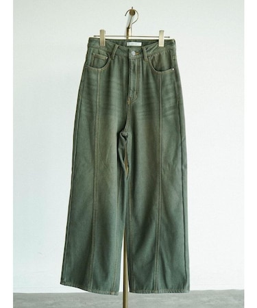 裏フリースワイドデニムパンツ