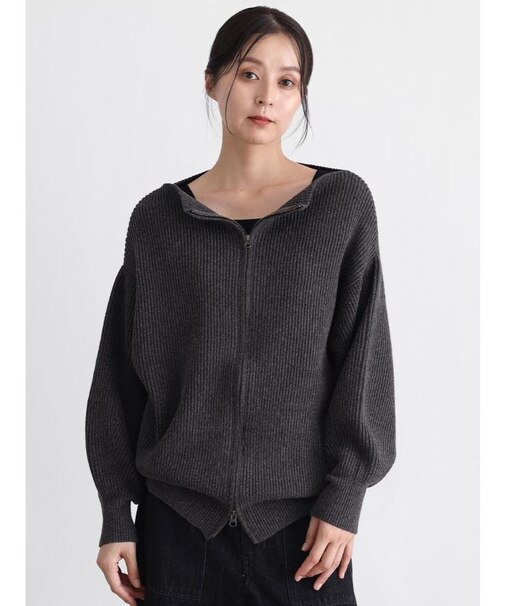 ダブルジップニットカーディガン