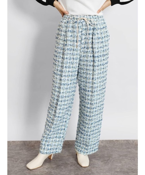 ラメファンシーツイードワイドパンツ