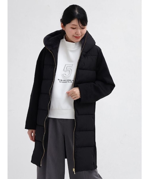 フェイクファーフードロングコート｜メドックの通販｜&mall（アンド