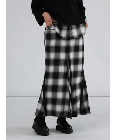 オンブレチェックフレアスカート