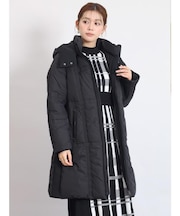 格子ステッチロングダウンコート