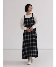 オンブレチェック×シアーレイヤードジャンパースカート