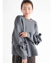 異素材切り替えデザインスリーブプルオーバー