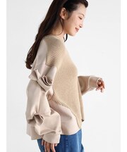 異素材切り替えデザインスリーブプルオーバー