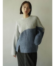 アシメバイカラーソフトニット