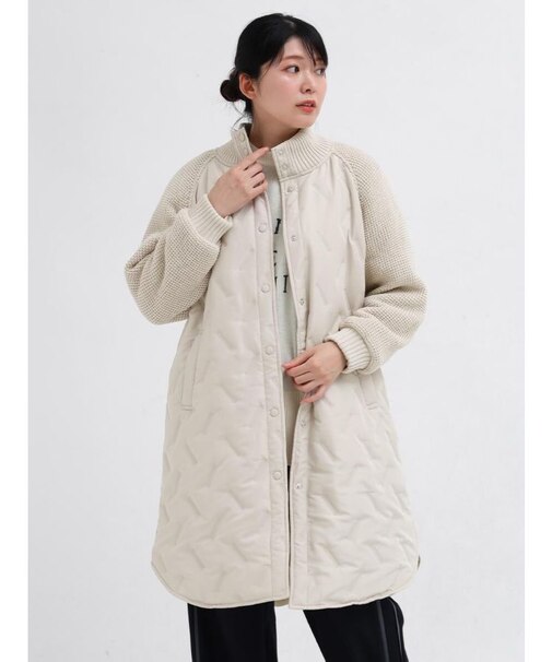 ニットスリーブロングブルゾン