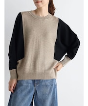 ドルマンスリーブ配色ニット