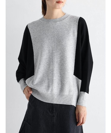 ドルマンスリーブ配色ニット