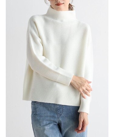 ボトルネックウールガーターニット