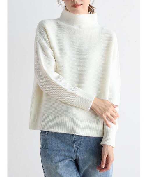 ボトルネックウールガーターニット